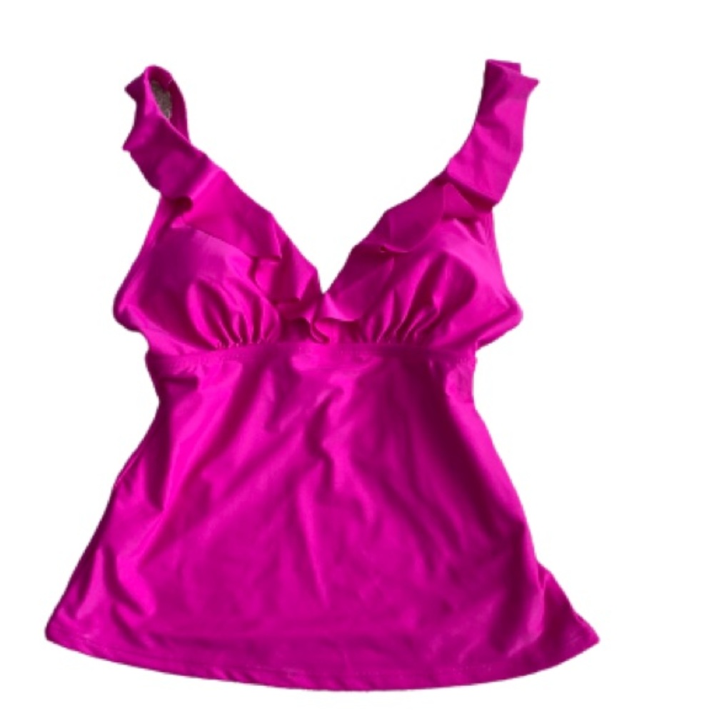 NWT DKNY Pink Ruffle Tankini Top - TOP ONLY